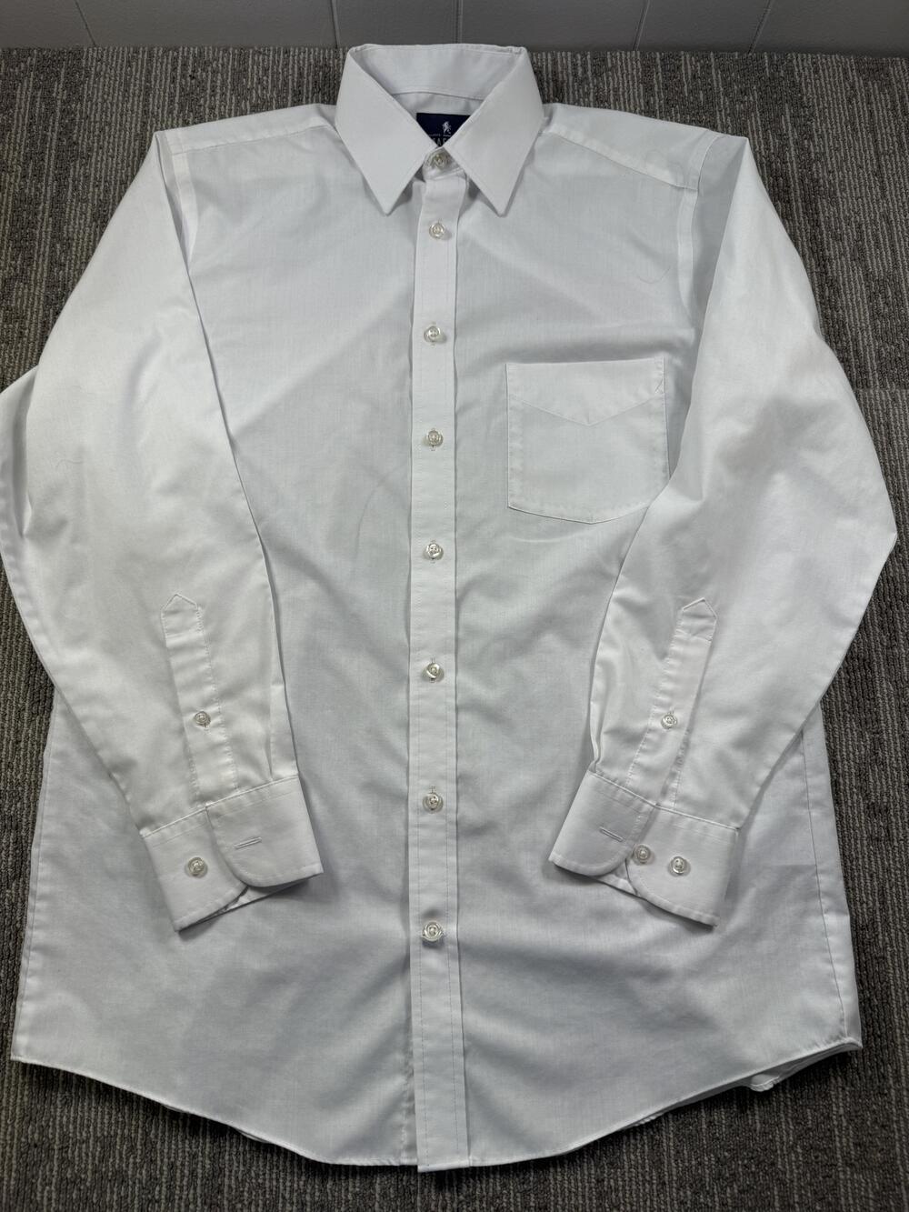 Stafford Dress Shirt Mens 15 32/33 White Solid Regular Fit Travel Performance LS